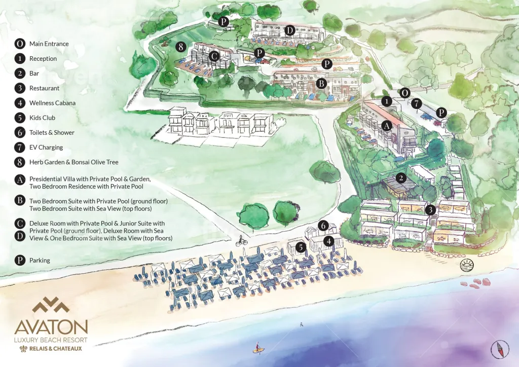 Avaton Luxury Beach Resort - Relais & Chateaux, Nea Roda, Grčka — plaža