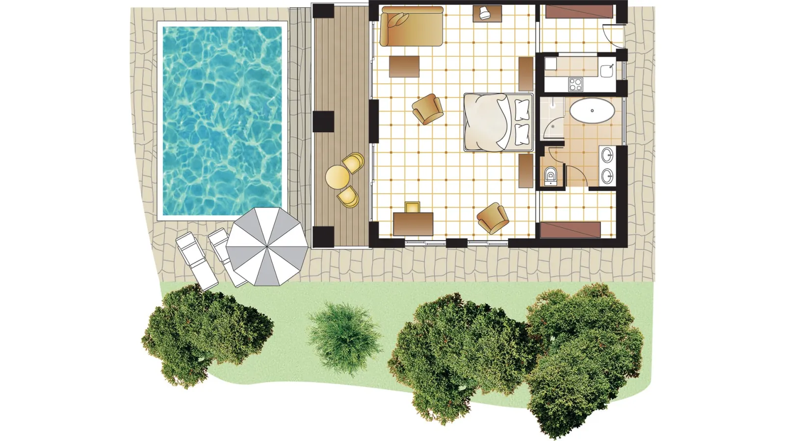 Grecotel Eva Palace at Kommeno Peninsula, Komeno, Grčka — Romantic Villa Private Pool Garden 1st Row