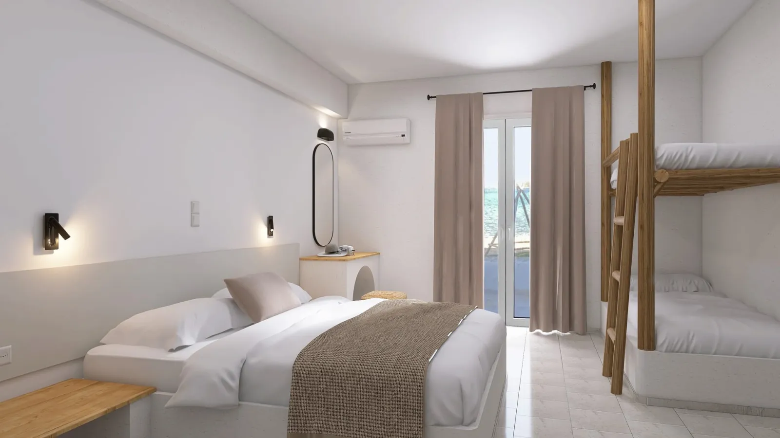 Pounda Resort Paros, a member of Radisson Individuals, Punda, Grčka — Family Room - Sea View & Balcony