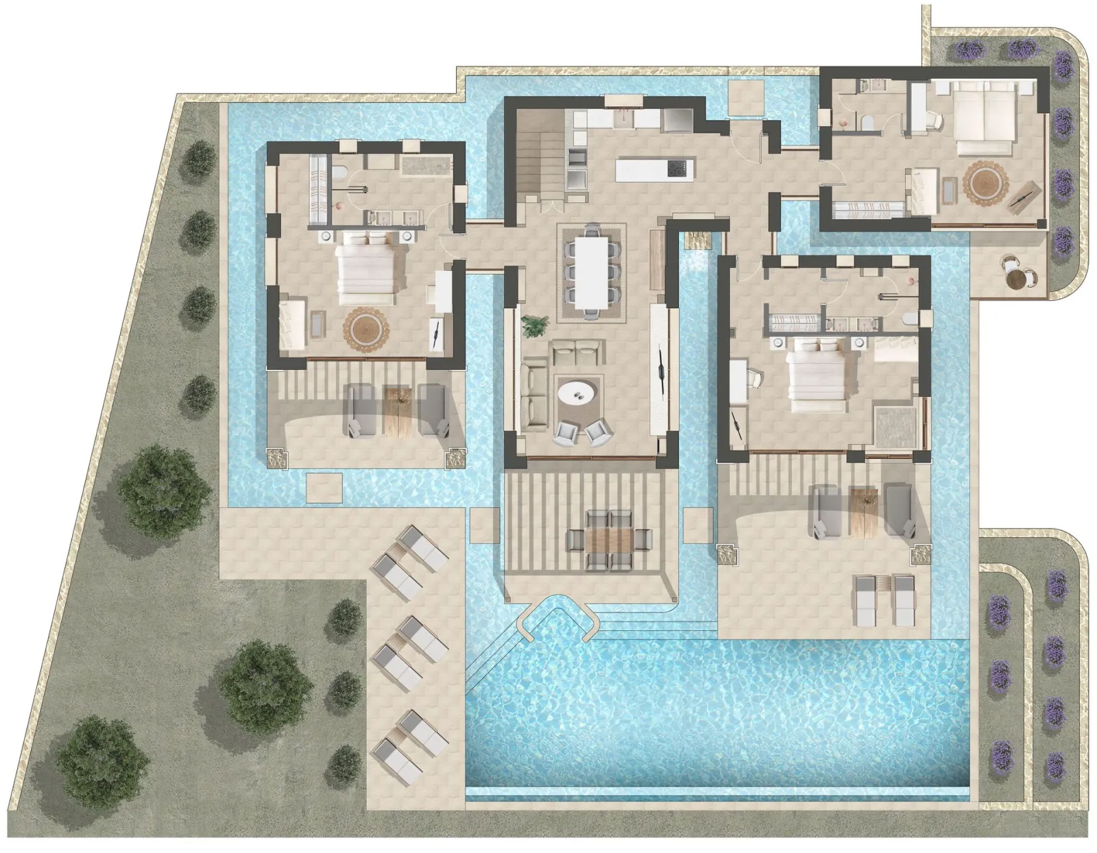 Lesante Cape, Akrotiri, Grčka — Cape Three Bedroom Sea Front Pool Villa