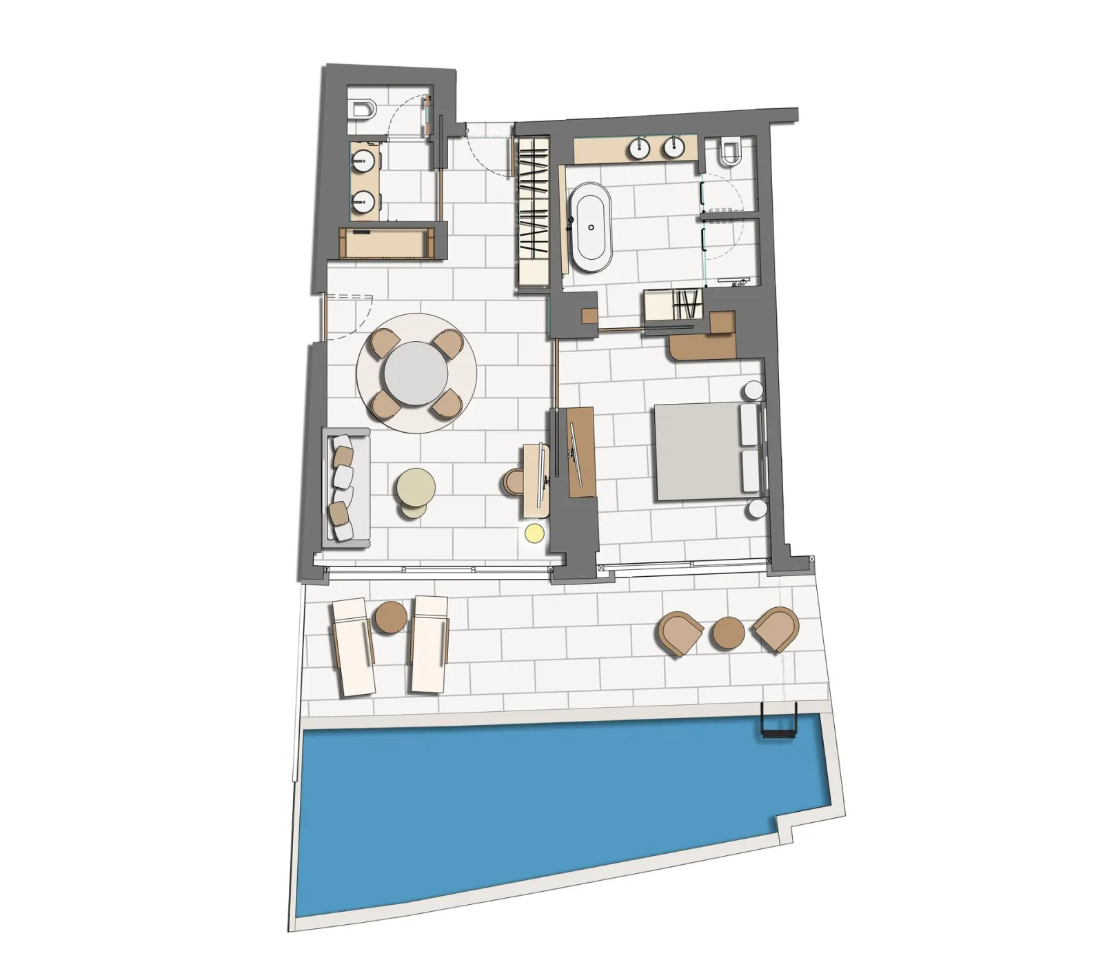 Miraggio Thermal Spa Resort, Paljuri, Grčka — One Bedroom Suite Private Pool